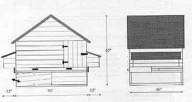 diagram of the dimensions of the Windsor hen coop